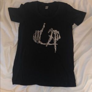 American apparel black shirt with LA in bones